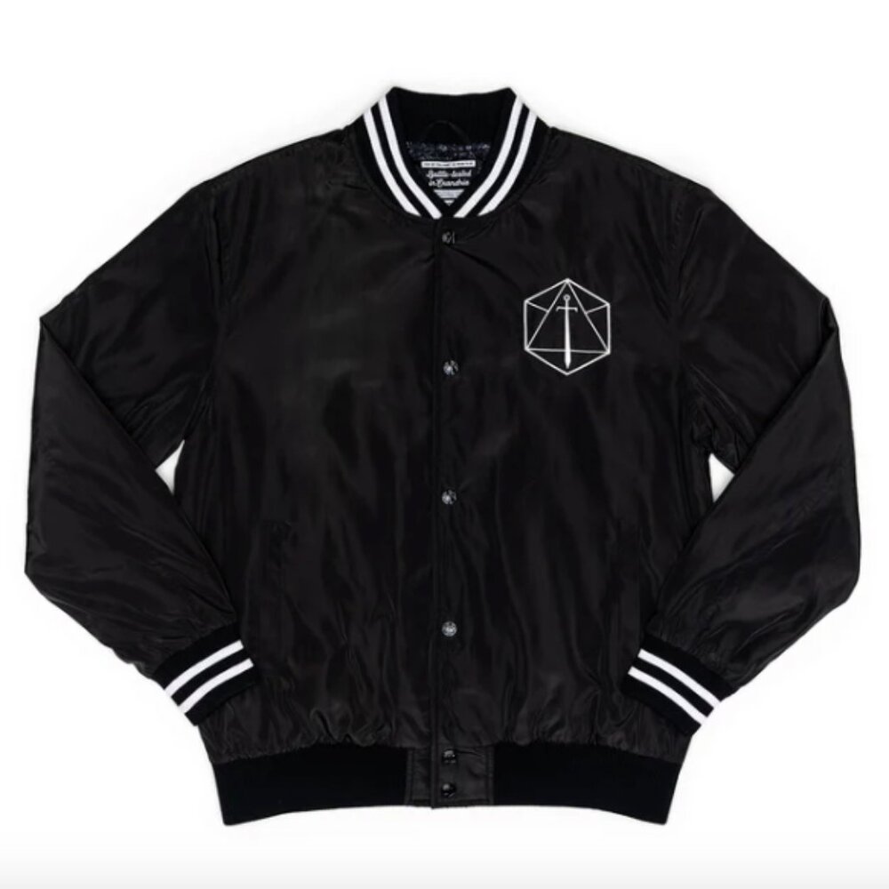 Critical Role Black and Gold Embroidered Varsity Bomber Jacket Size Large